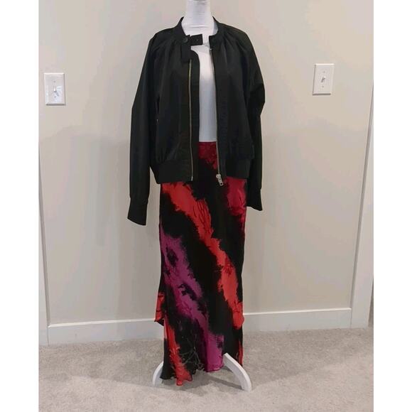 Y2K Silk Sheer Burnout Womens M Midi Skirt Gothic Romantic Fairy - Picture 3 of 13